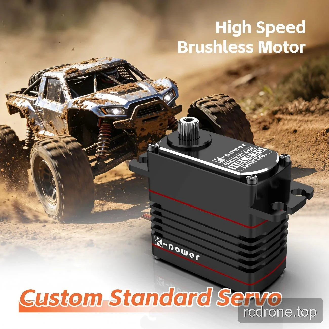 Kpower HBL830 digital brushless servo beside an RC off-road truck