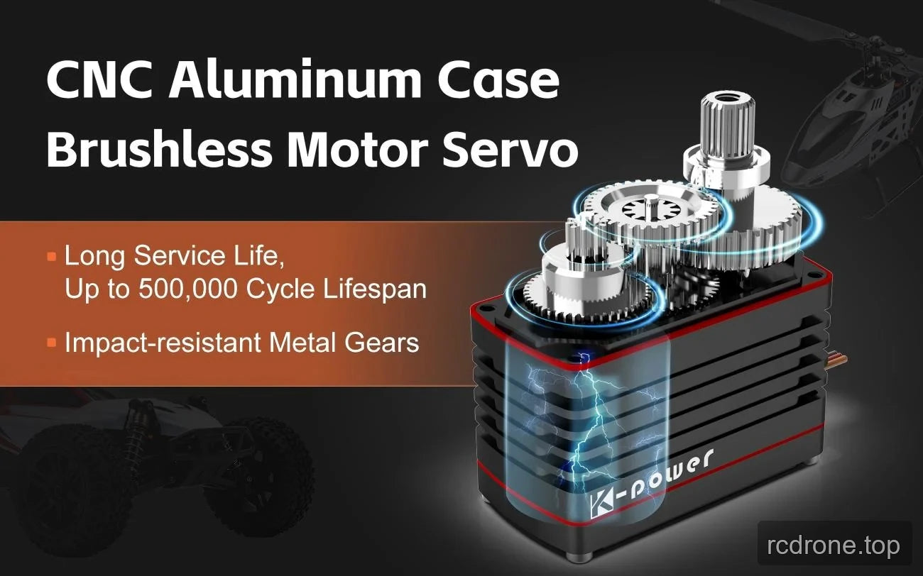Kpower servo cutaway with aluminum case and metal gear feature labels