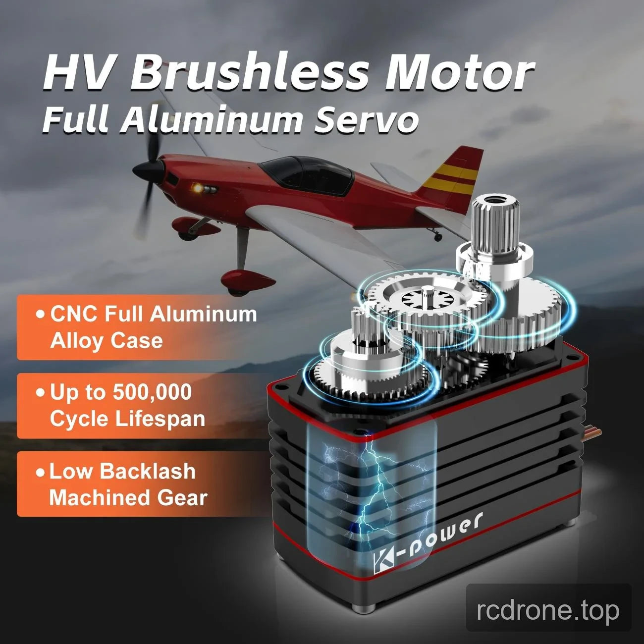 Kpower servo cutaway with aluminum housing and machined gear train