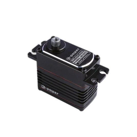 Black Kpower HBL830 servo with splined output shaft, brushless digital label, ribbed housing, and mounting tabs.
