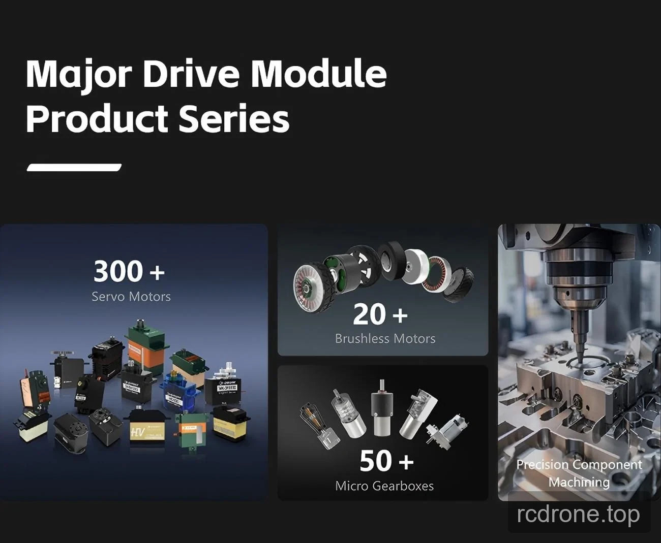Manufacturer portfolio of motors, gearboxes and machined components