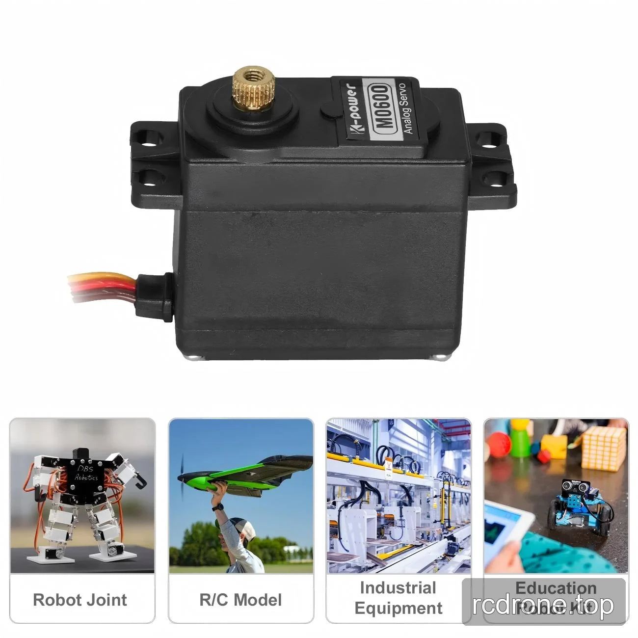 Kpower M0600 servo with splined shaft, mounting flanges and application examples