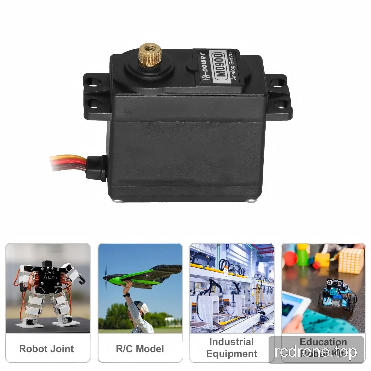 Kpower M0900 analog servo with splined shaft, mounting ears and three-wire lead