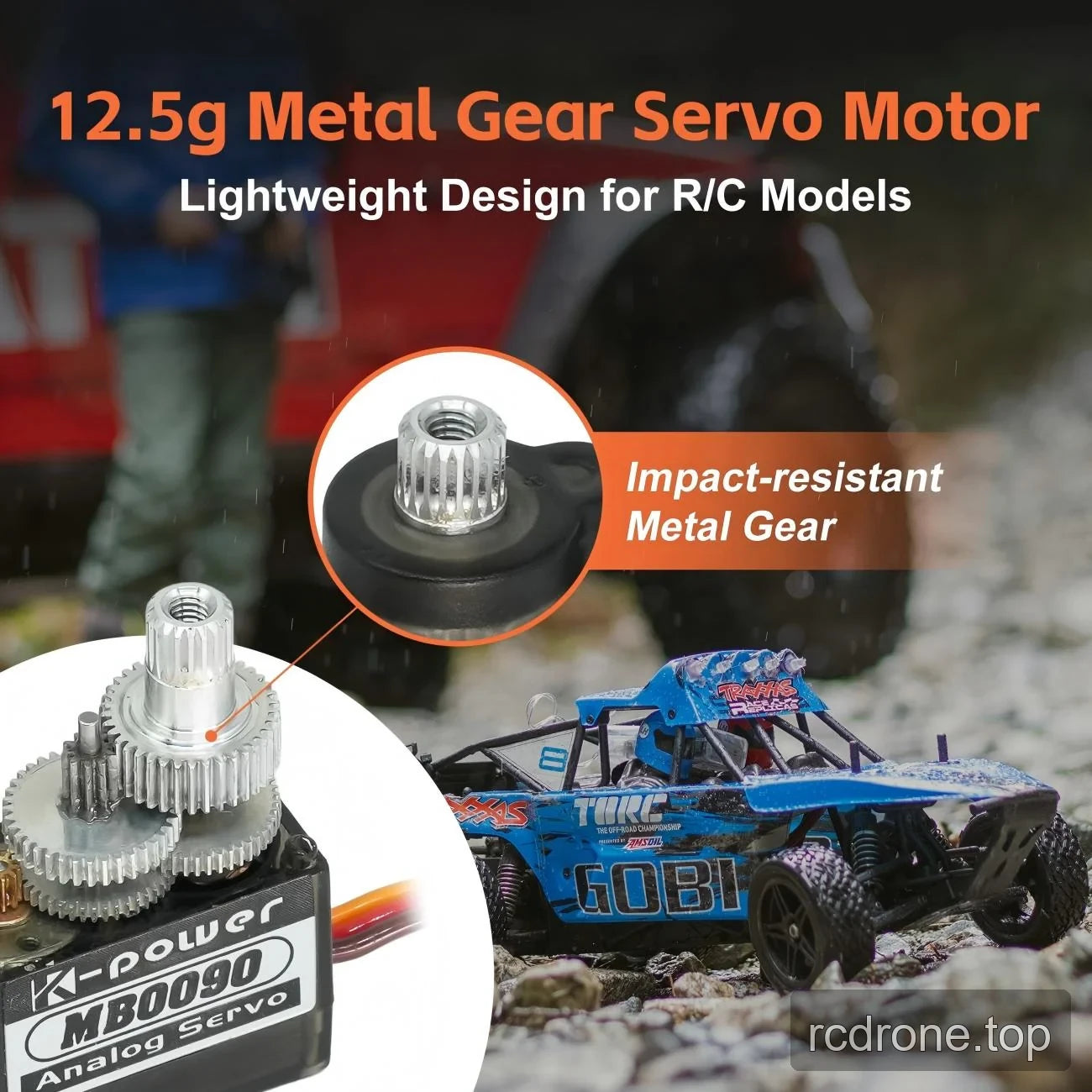 MB0090 metal gears and output spline with lightweight construction labels