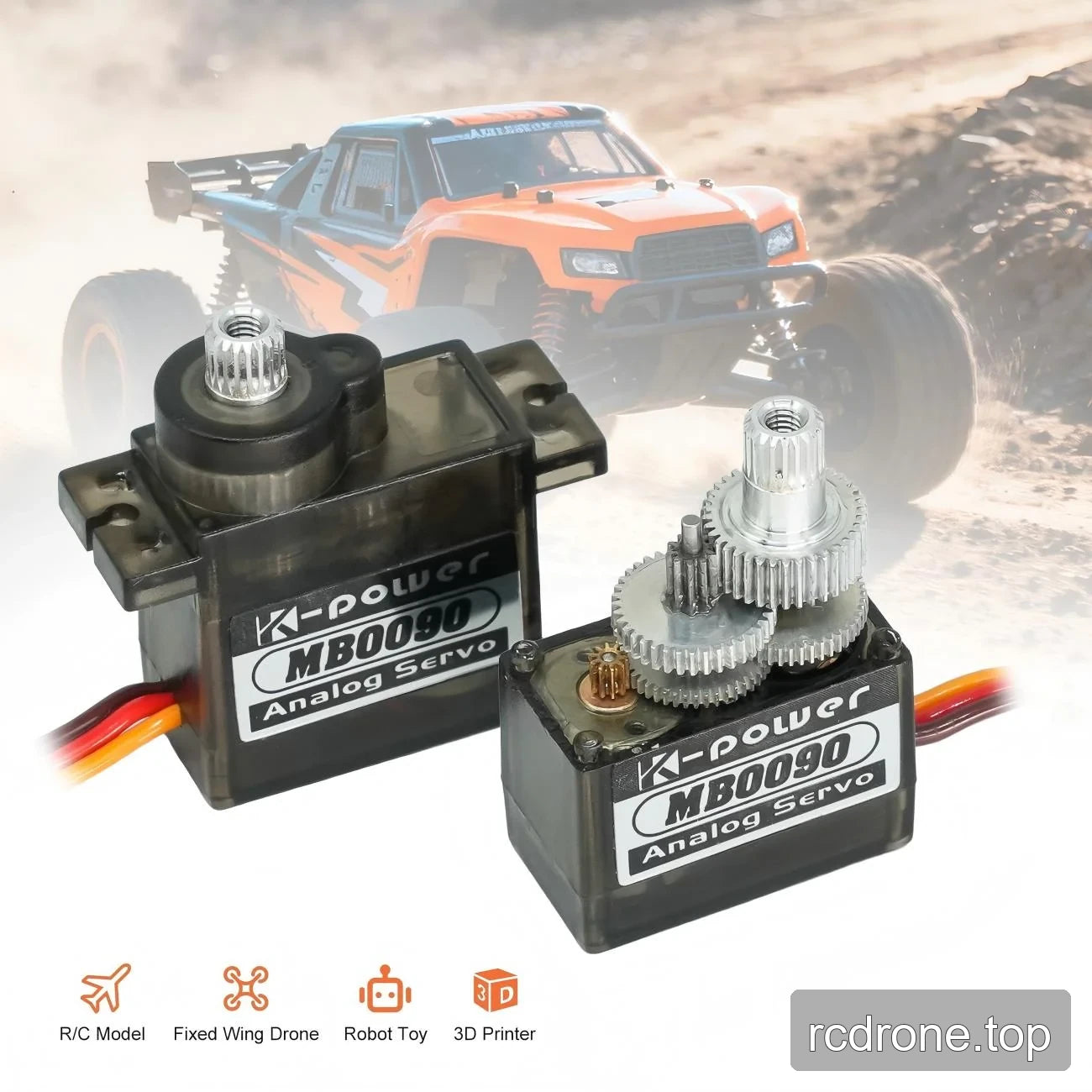MB0090 assembled servo and exposed multi-stage metal gear train