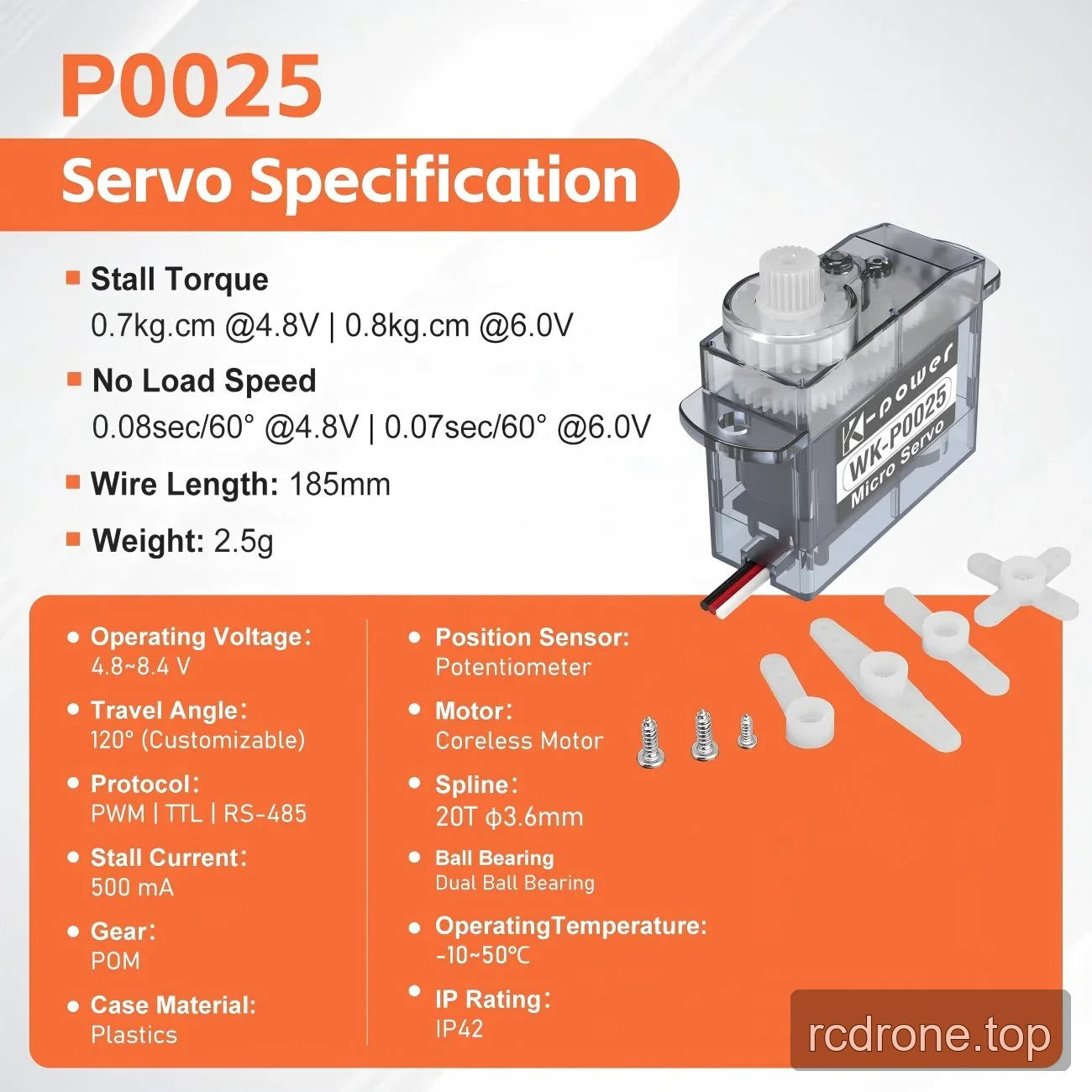 P0025 specification panel covering electrical ratings, construction and environmental limits