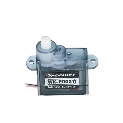 Front view of the WK-P0037 servo with a readable model label, visible gears, and two mounting tabs.