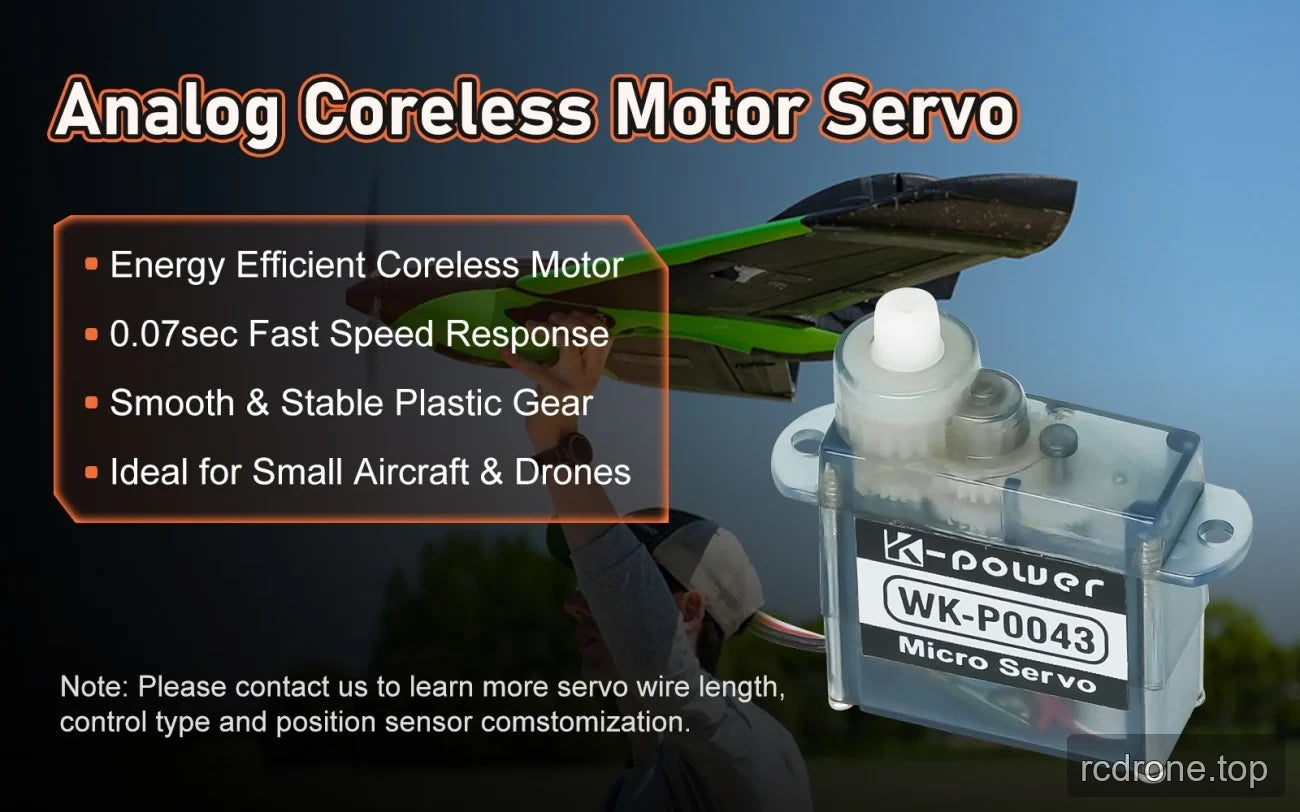 WK-P0043 analog coreless servo with plastic-gear and small-aircraft labels