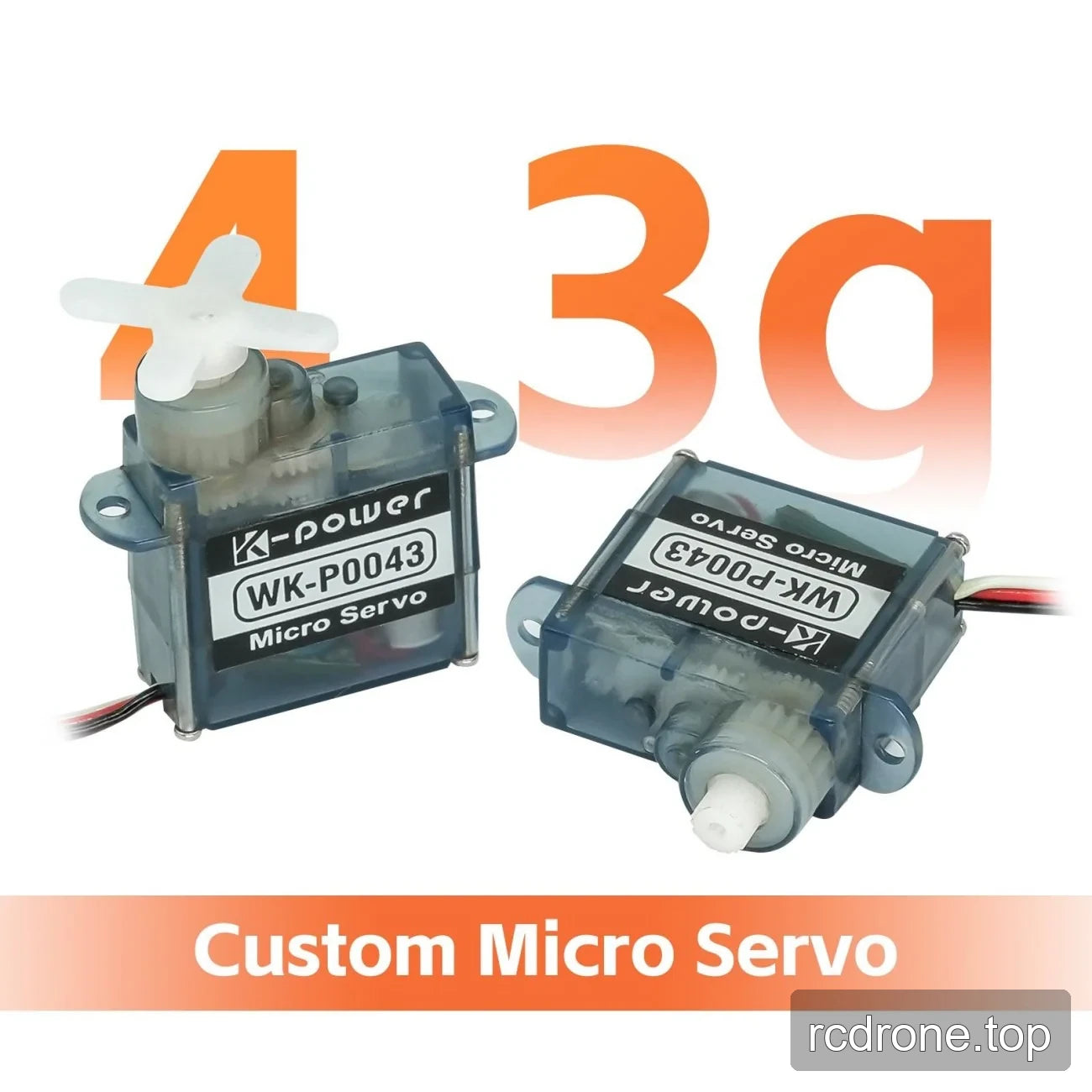 WK-P0043 servo with translucent housing, mounting tabs and white horn