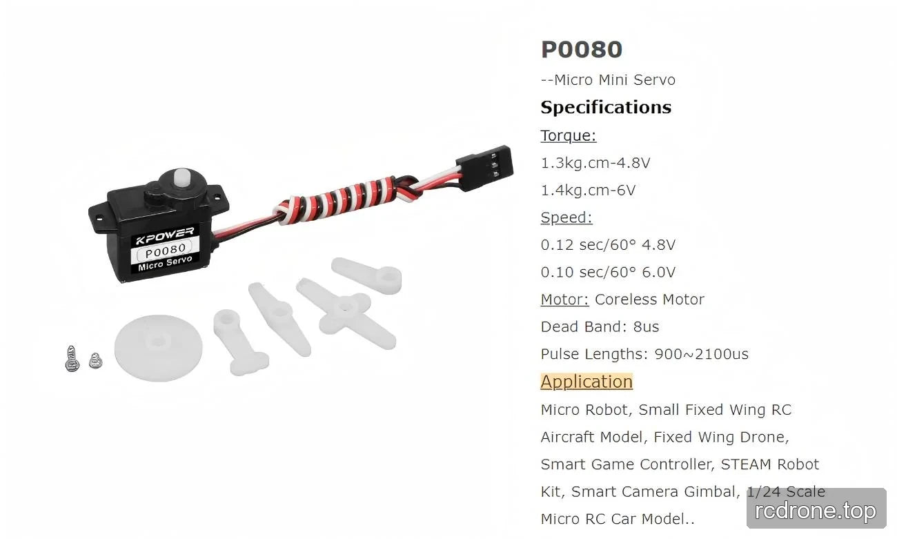 Kpower P0080 with accessory layout, voltage-dependent specifications and application list