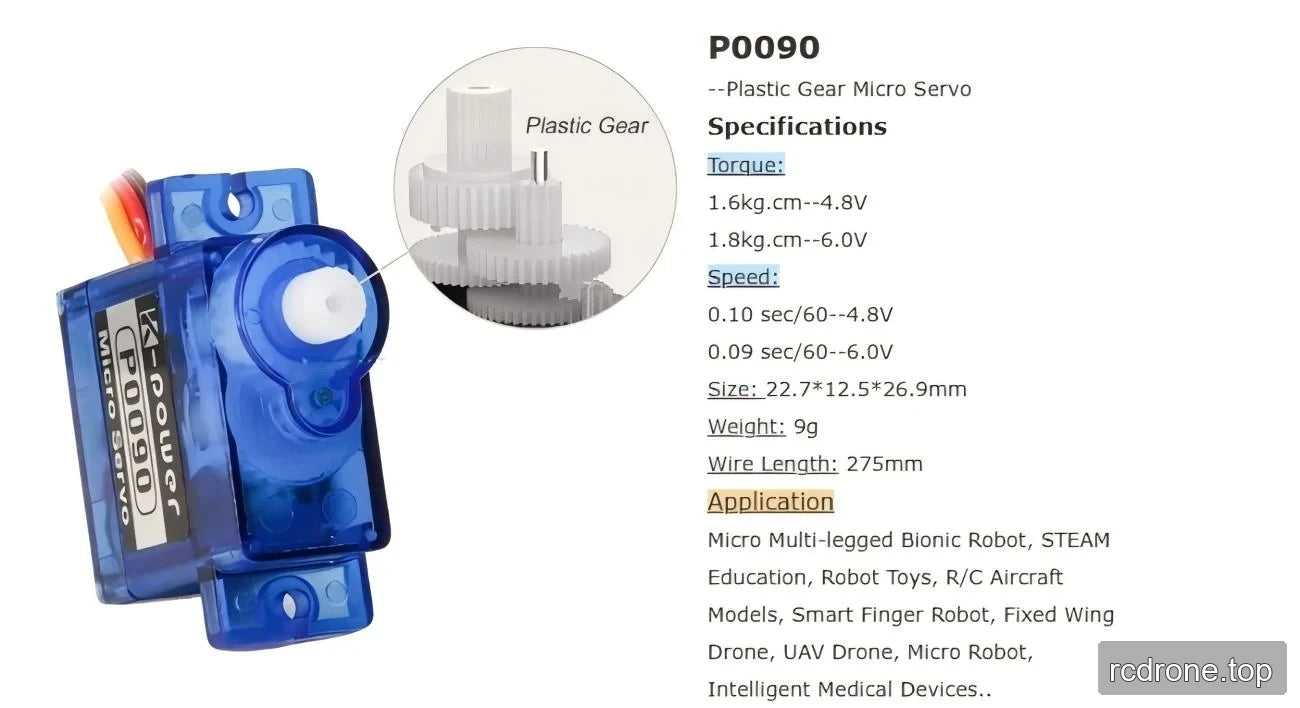 P0090 specifications with torque and speed at 4.8 V and 6.0 V