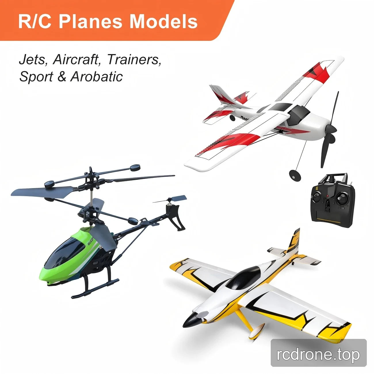 RC airplane and helicopter illustrations with aircraft application categories