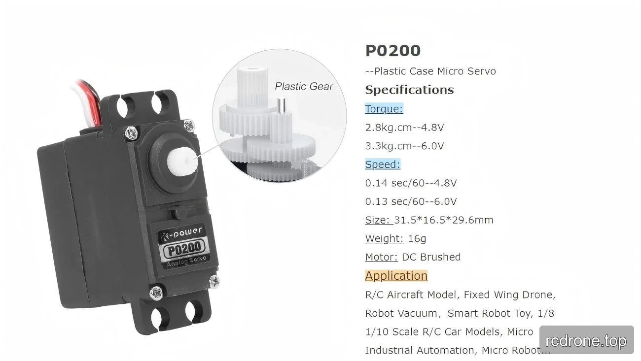 P0200 specification panel listing voltage-dependent torque, speed, dimensions and weight