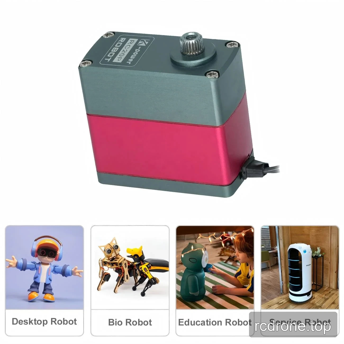 Kpower RC20P servo with desktop, bio-inspired, educational and service robot examples