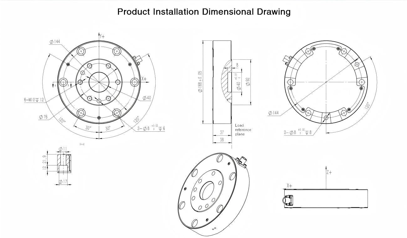 Original KWR168Ex mechanical reference. All dimensions and face-specific locating-hole depths are retained; open the complete drawing before machining.