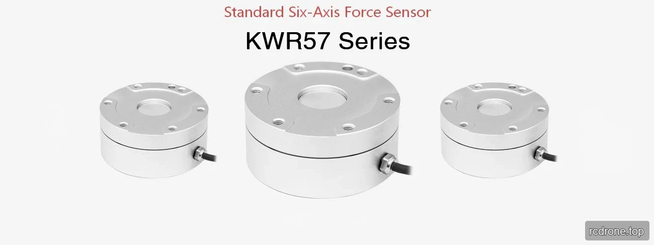 KWR57 Series circular six-axis sensors with central openings, face mounting holes and side cables