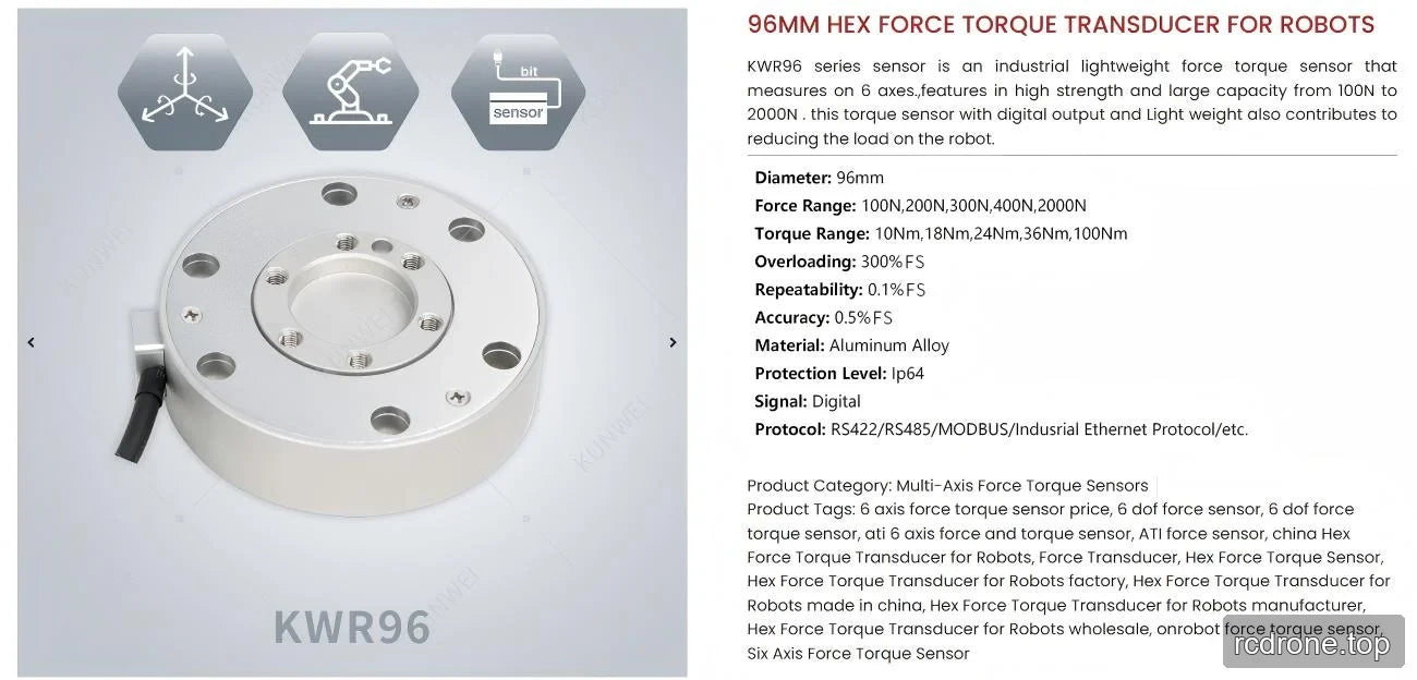 Kunwei KWR96 circular six-axis sensor and series specification panel