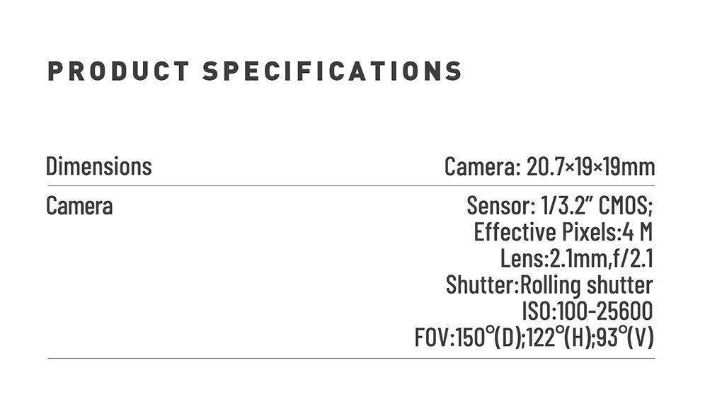 1/3.2" CMOS; Effective Pixels:4 M Lens:2.Imm