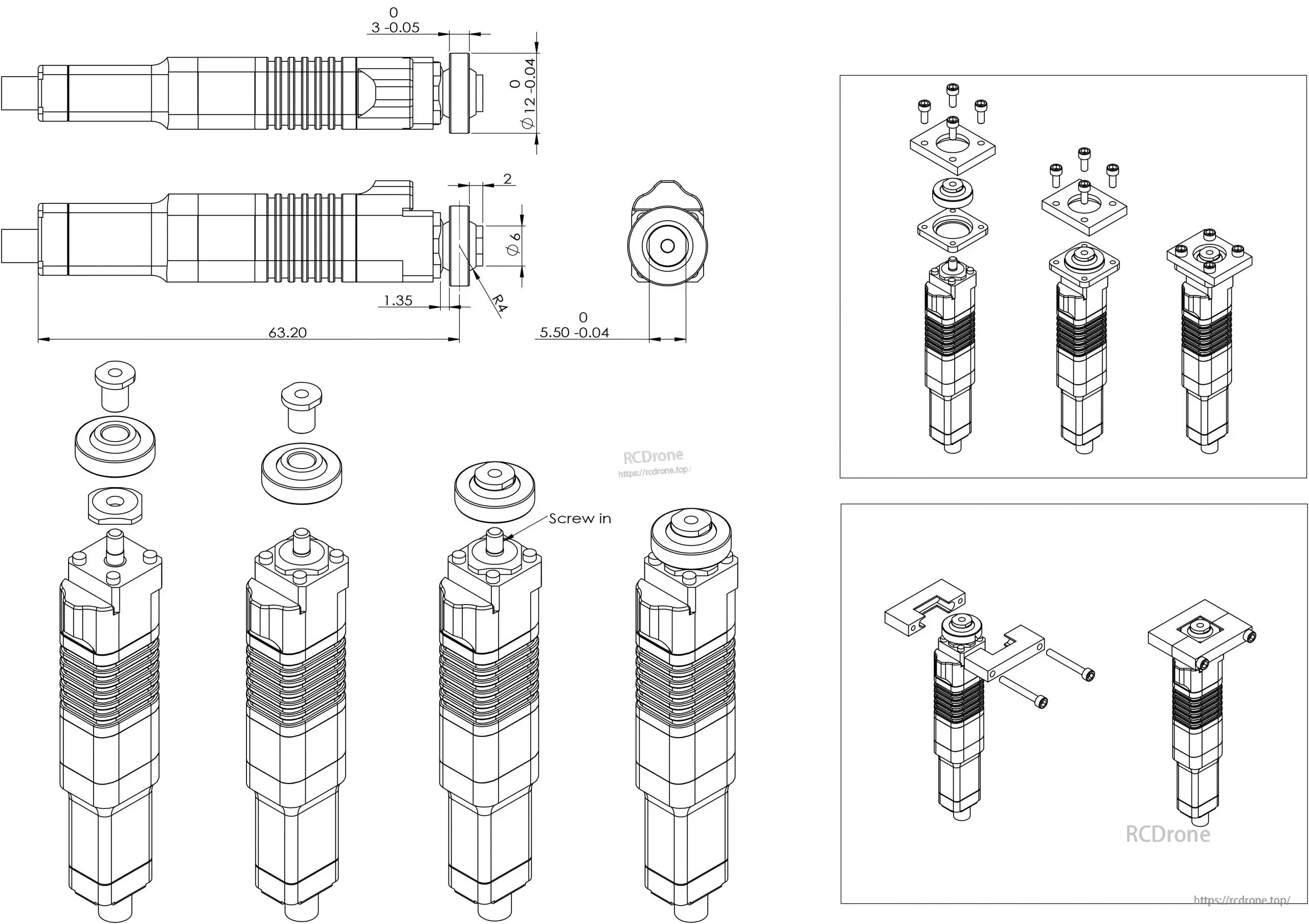 LAF10 Micro Linear Servo, High power density with up to 70N maximum output force and 100N locked-rotor capability.