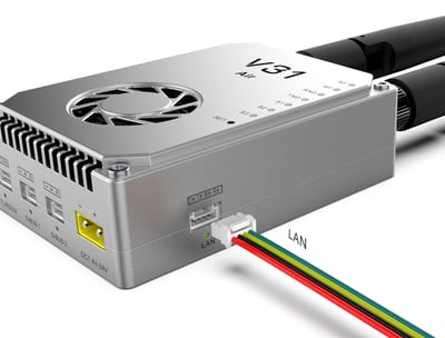 CHINOWING V31 Video& Telemetry& RC Link - 5km, 20km, 30km, 50km, 80km, 150km Long Range 800MHz, 1.4GHz Frequency OFDM, MIMO 2w, 5w RF Power Integrated Solution Communication Links for UAV Drone UGV 18 V31 datalink providing a LAN port for vidoe input and output