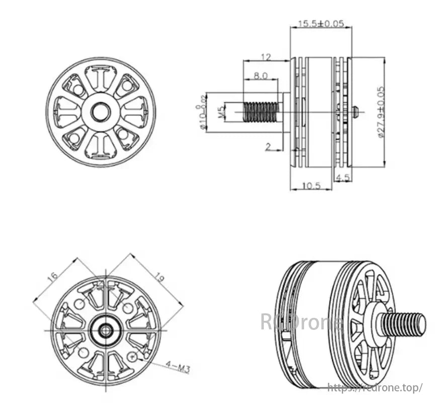 LDPower FR2204 2300KV Brushless Motor Set (4PCS CW/CCW) for 5-6 Inch FPV Racing Drone 2-4S