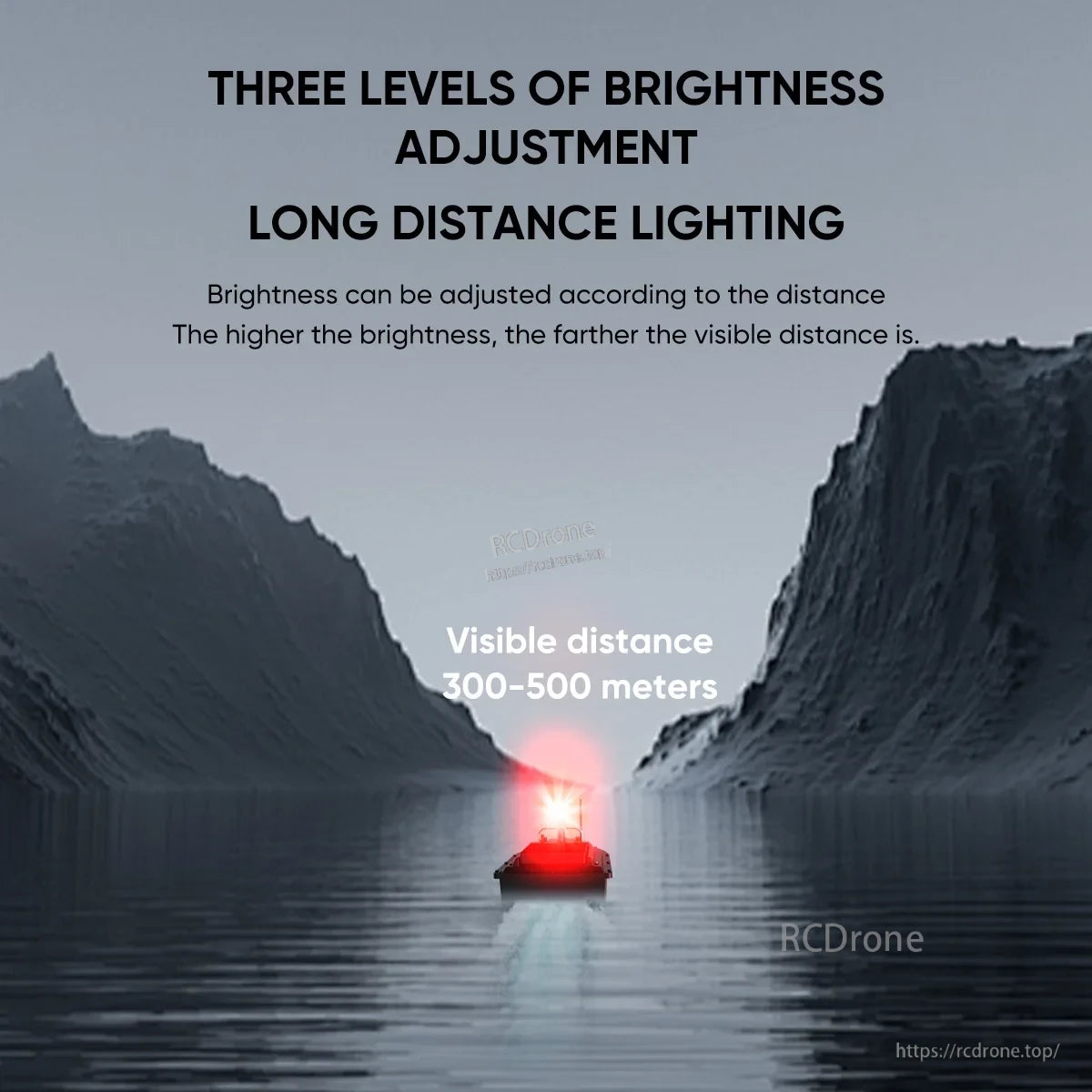 LED Boat Light, Three brightness levels for long-distance lighting; visible up to 300-500 meters.