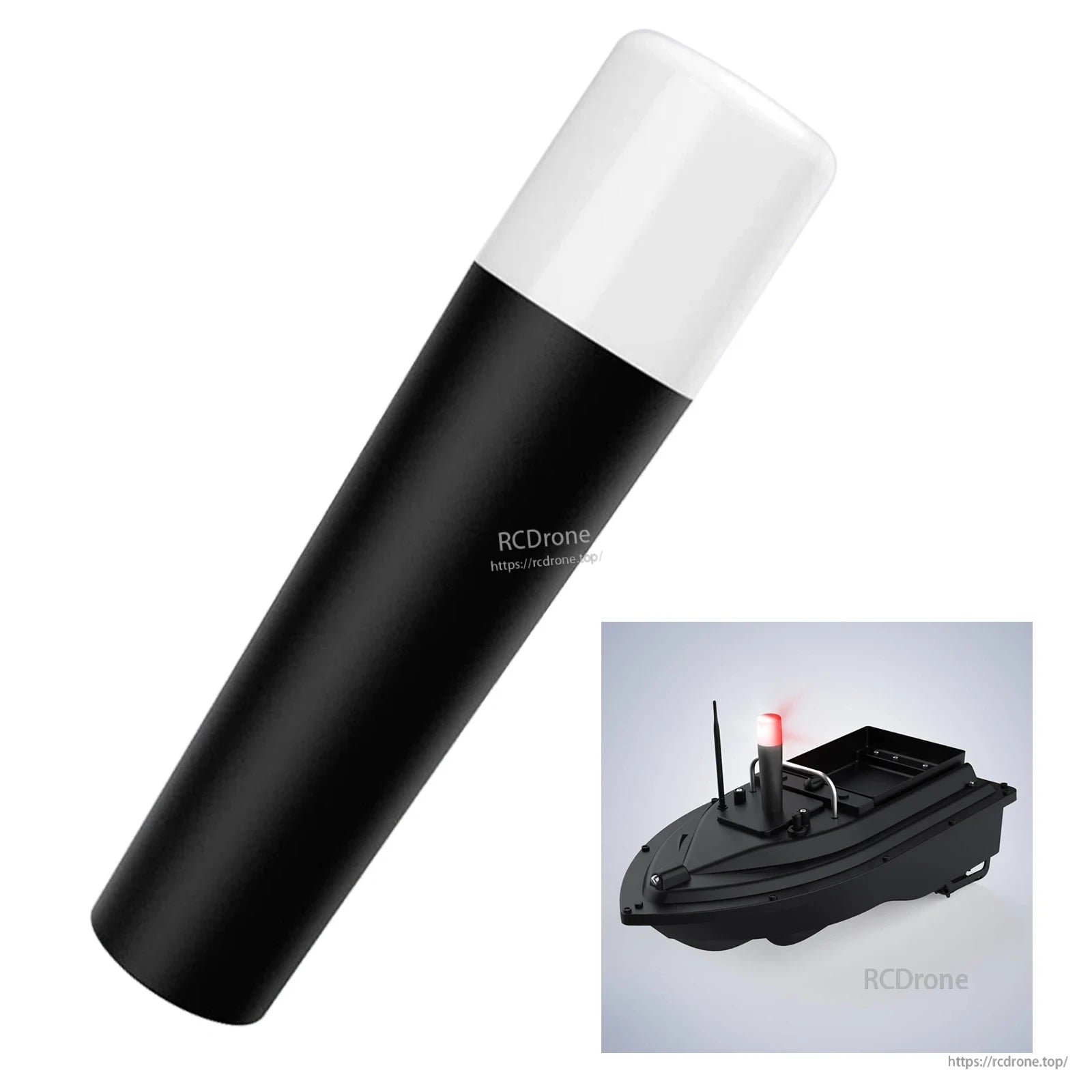 LED boat lights for fishing bait boats, 300-500m distance, IP67 waterproof, 3-level brightness, magnetic base, and USB-C charging.