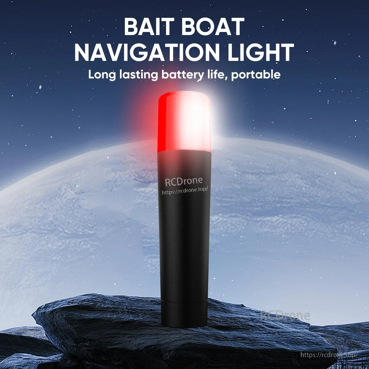 LED Boat Light, Bait boat navigation light with long-lasting battery and portable design.