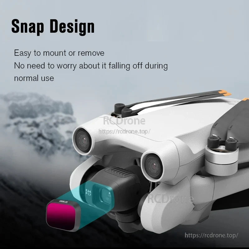 Snap Design lens filter, easy to mount or remove, secure during use.