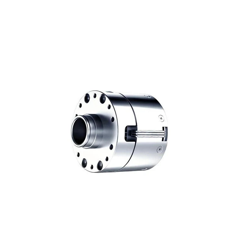 Silver cylindrical LinkDynamics PA43 motor shown in angled front view with a central opening and circular mounting holes.