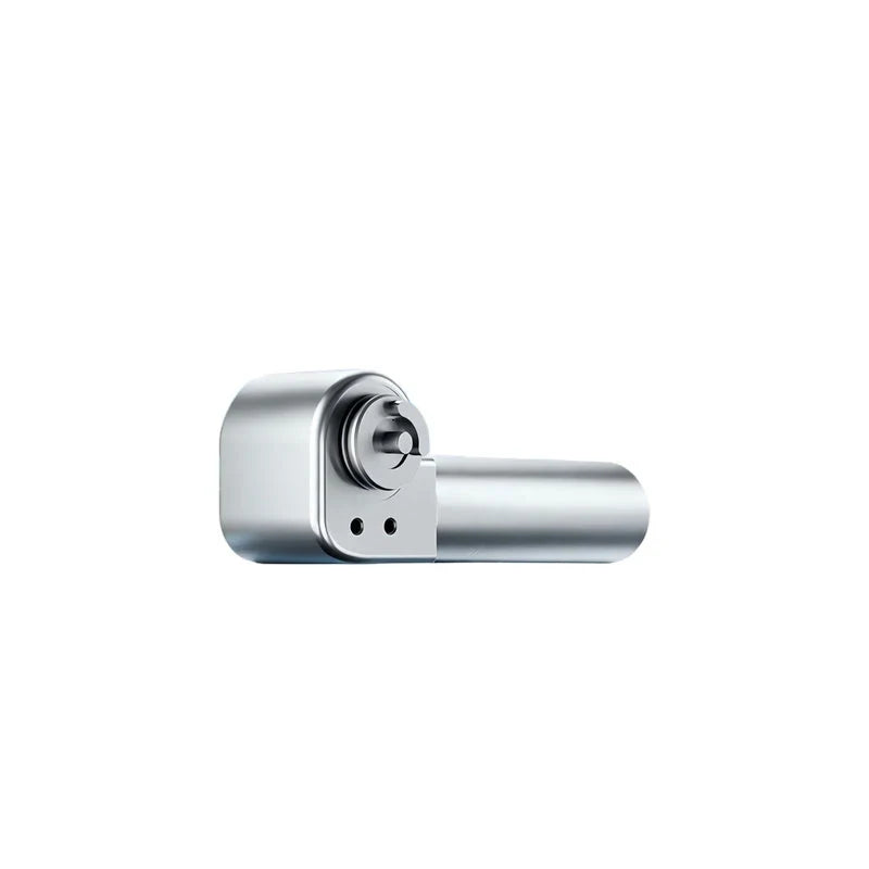 Silver LinkDynamics ZG11 rotary actuator shown from the front, with a circular output face and two mounting holes.