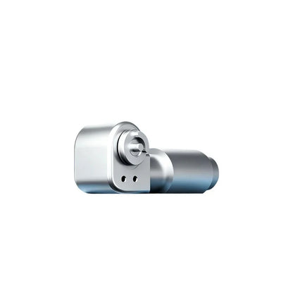 Silver LinkDynamics ZG12 robotic rotary actuator shown in a side perspective with circular output hub and two mounting holes.