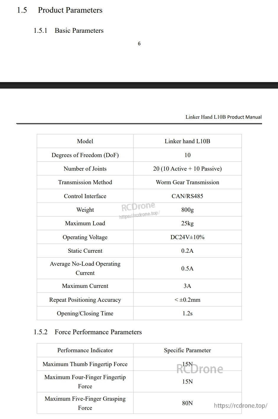LINKERBOT Linker Hand L10 Robot Hand, The Linker Hand L10B is a 800g, 10-DoF robotic hand with precise positioning and 80N grasp force, supporting up to 25kg at DC24V.