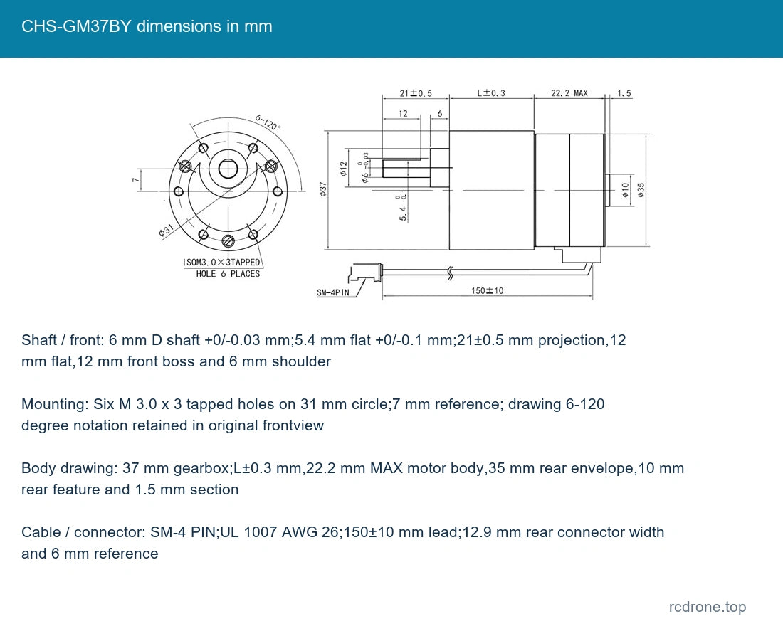 CHS-GM37BY dimensions in mm