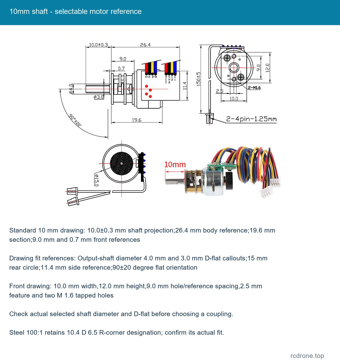 10mm shaft - selectable motor reference