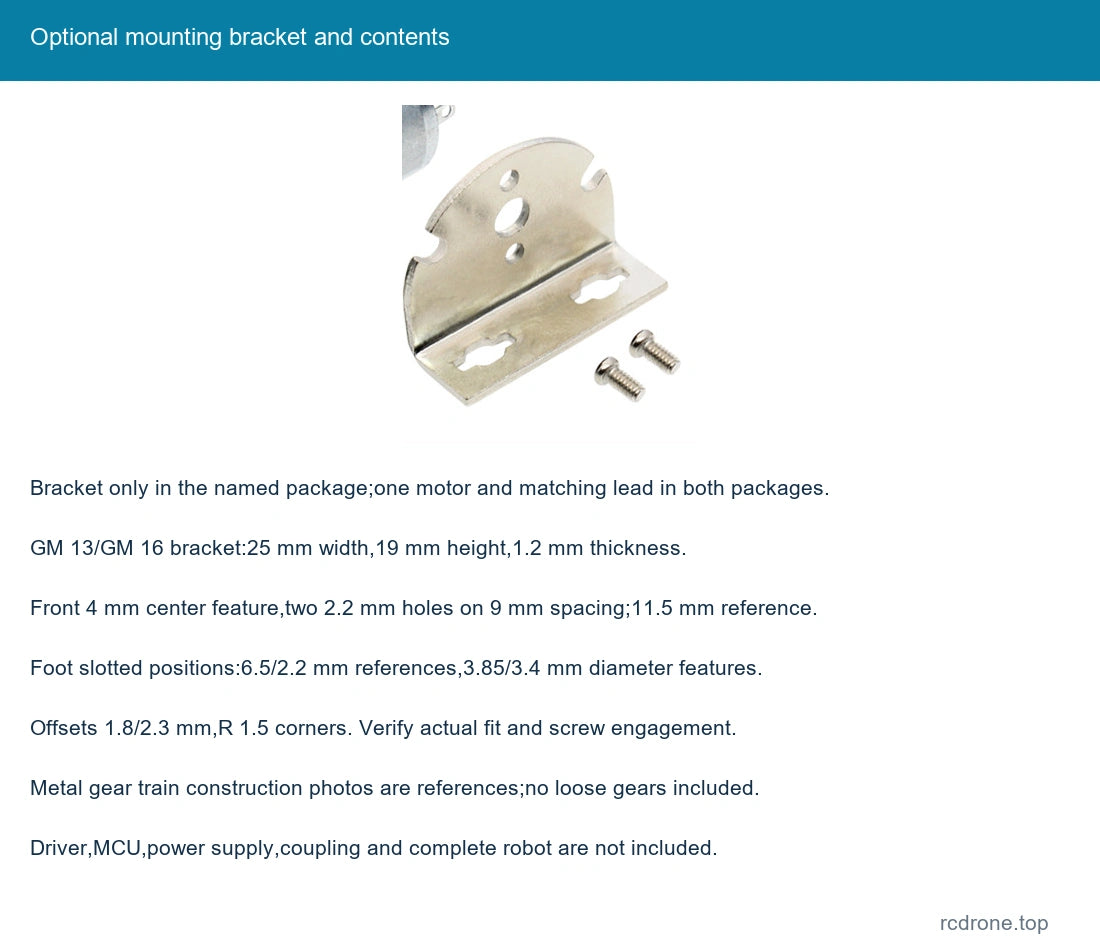 Optional mounting bracket and contents