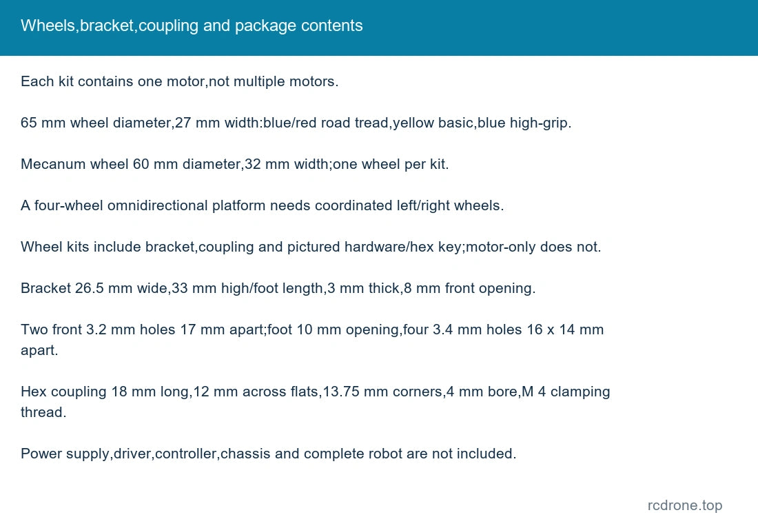 Wheels,bracket,coupling and package contents