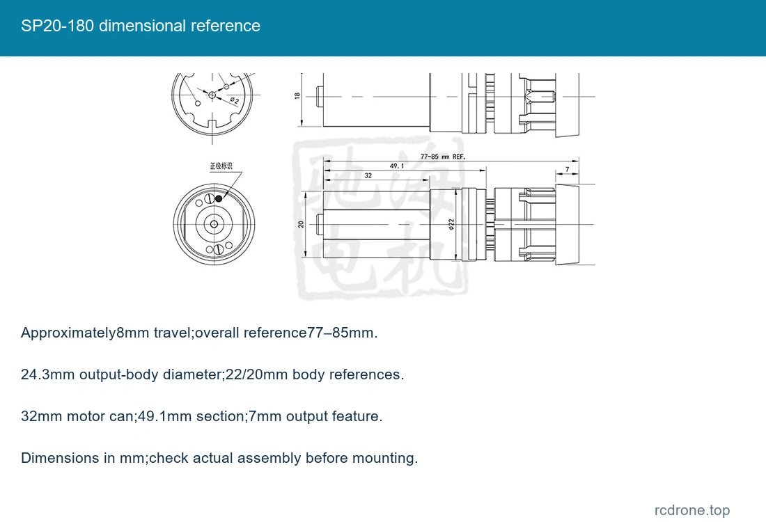 SP20-180 dimensional reference
