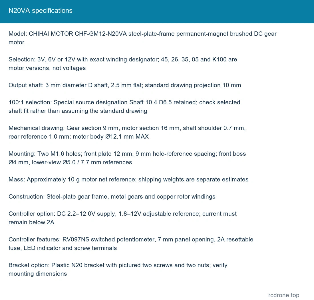 N20VA specifications
