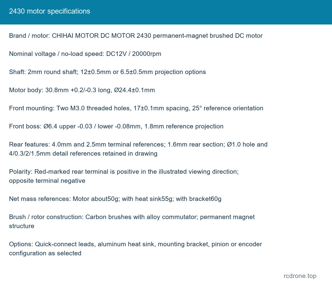 2430 motor specifications