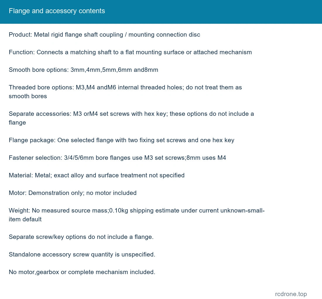Flange and accessory contents