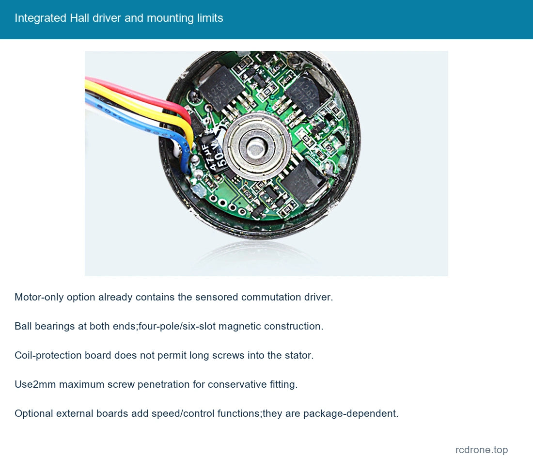 Integrated Hall driver and mounting limits