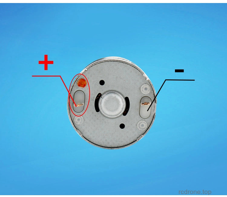 Rear motor terminal polarity reference;red marked terminal positive
