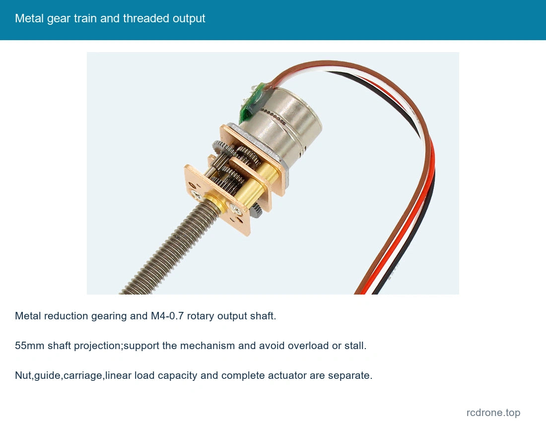 Metal gear train and threaded output