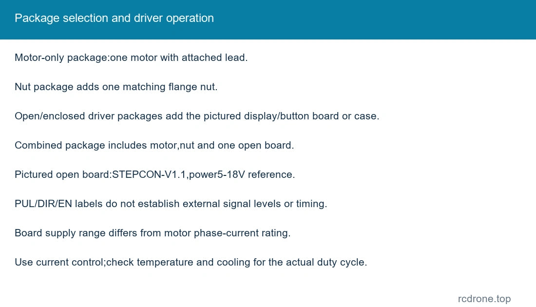 Package selection and driver operation
