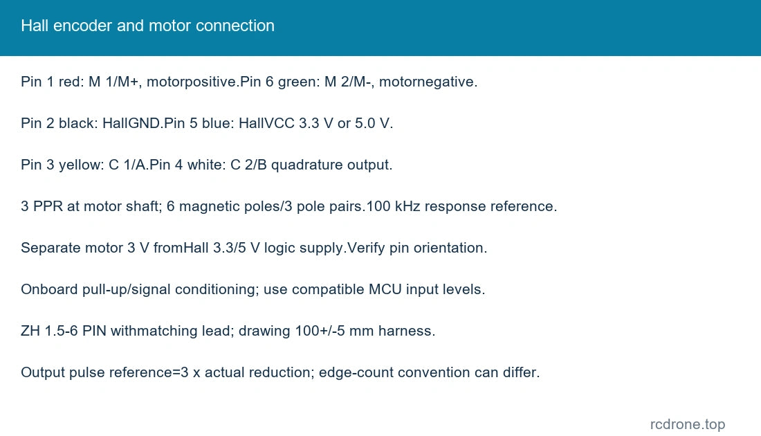 Hall encoder and motor connection