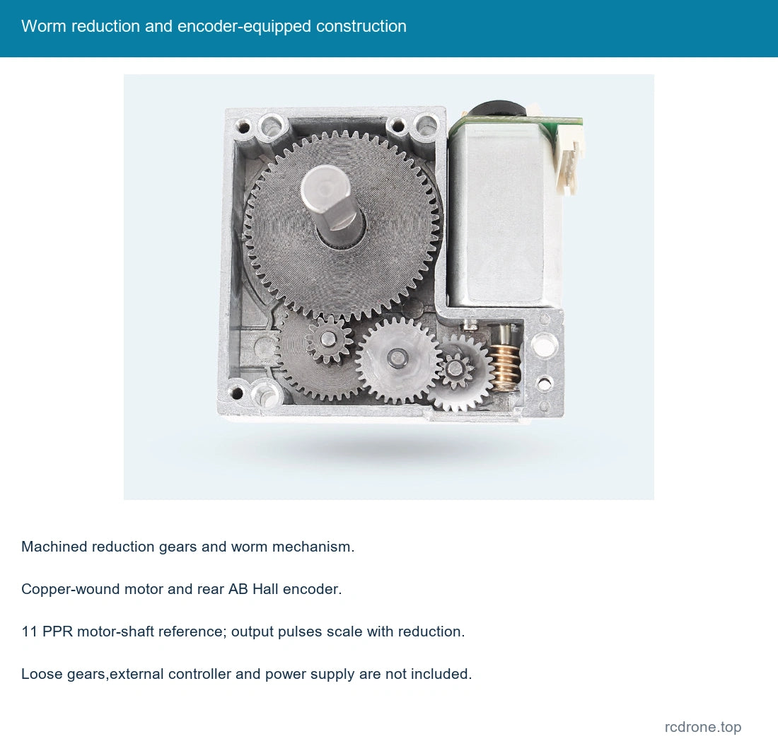 Worm reduction and encoder-equipped construction