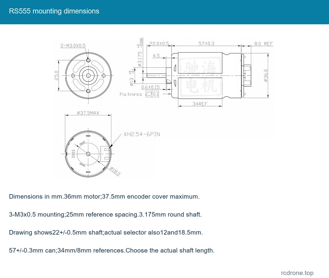 RS555 mounting dimensions
