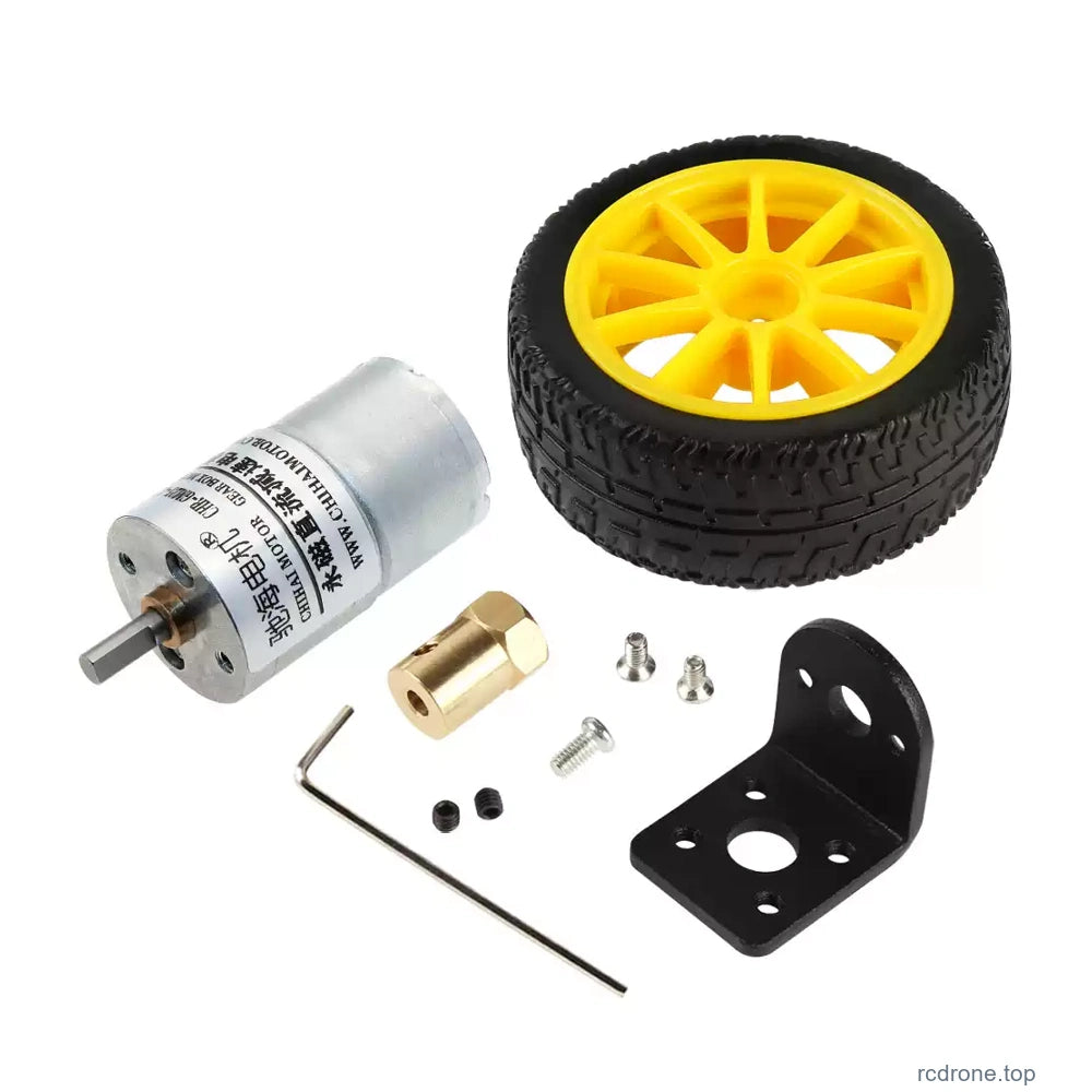 Yellow basic65mm wheel kit with covered Hall motor