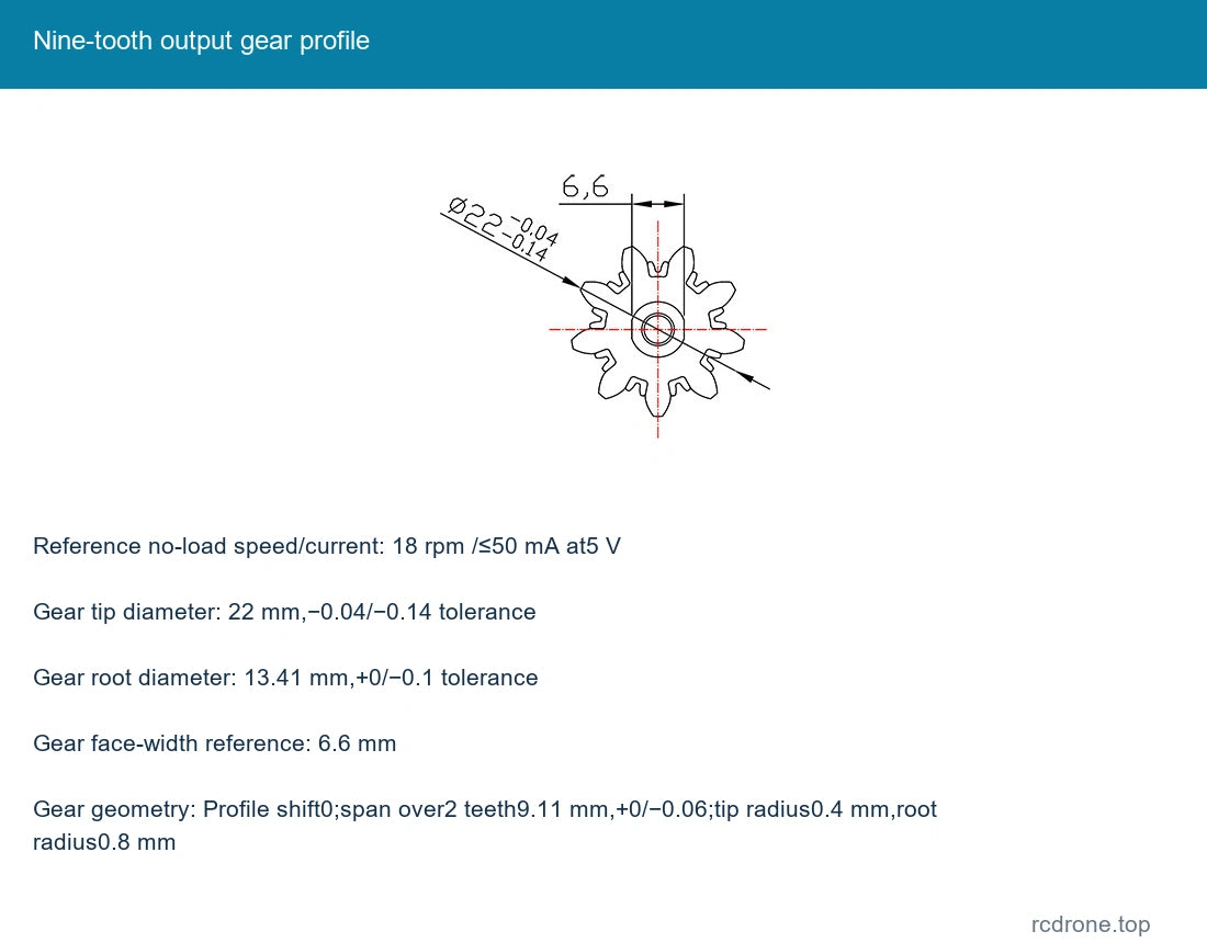 Nine-tooth output gear profile
